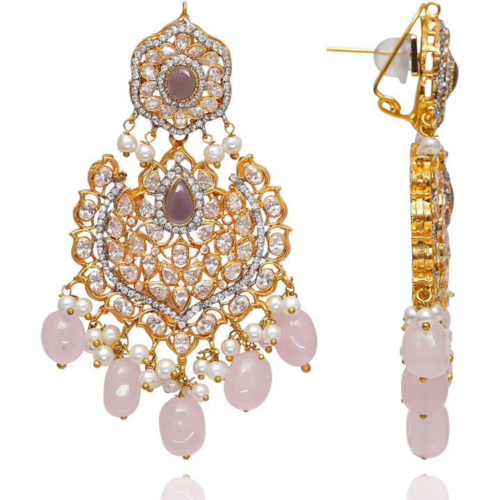 Custom Order - Esha Mala & Earrings Set Lilac & Pink