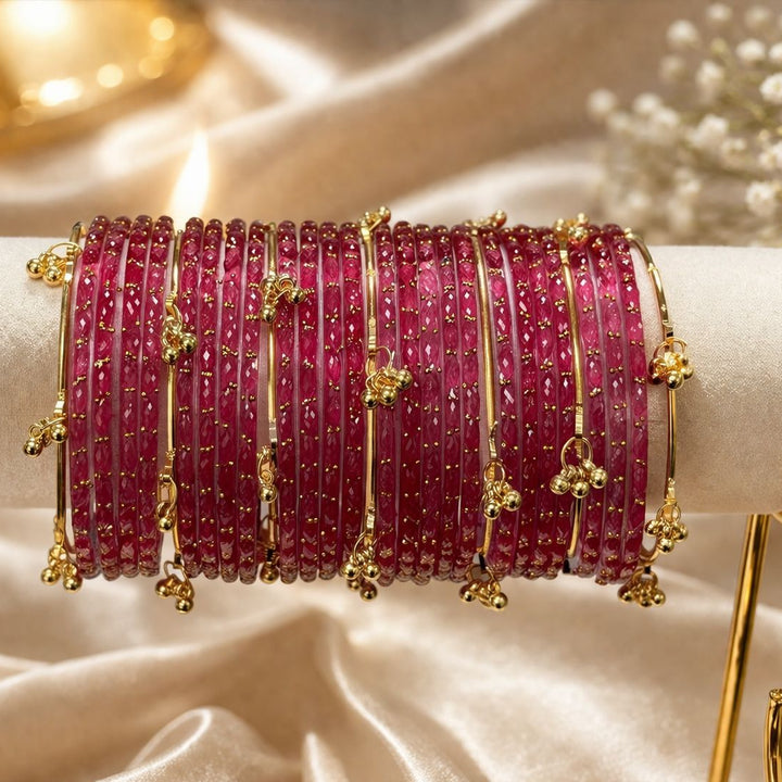 Myra Raindrop Bangles - Deep Pink