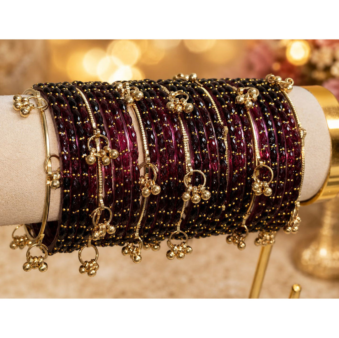 Myra Raindrop Bangles - Burgundy