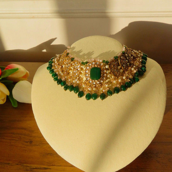 Zaryab Set - Emerald & Pink