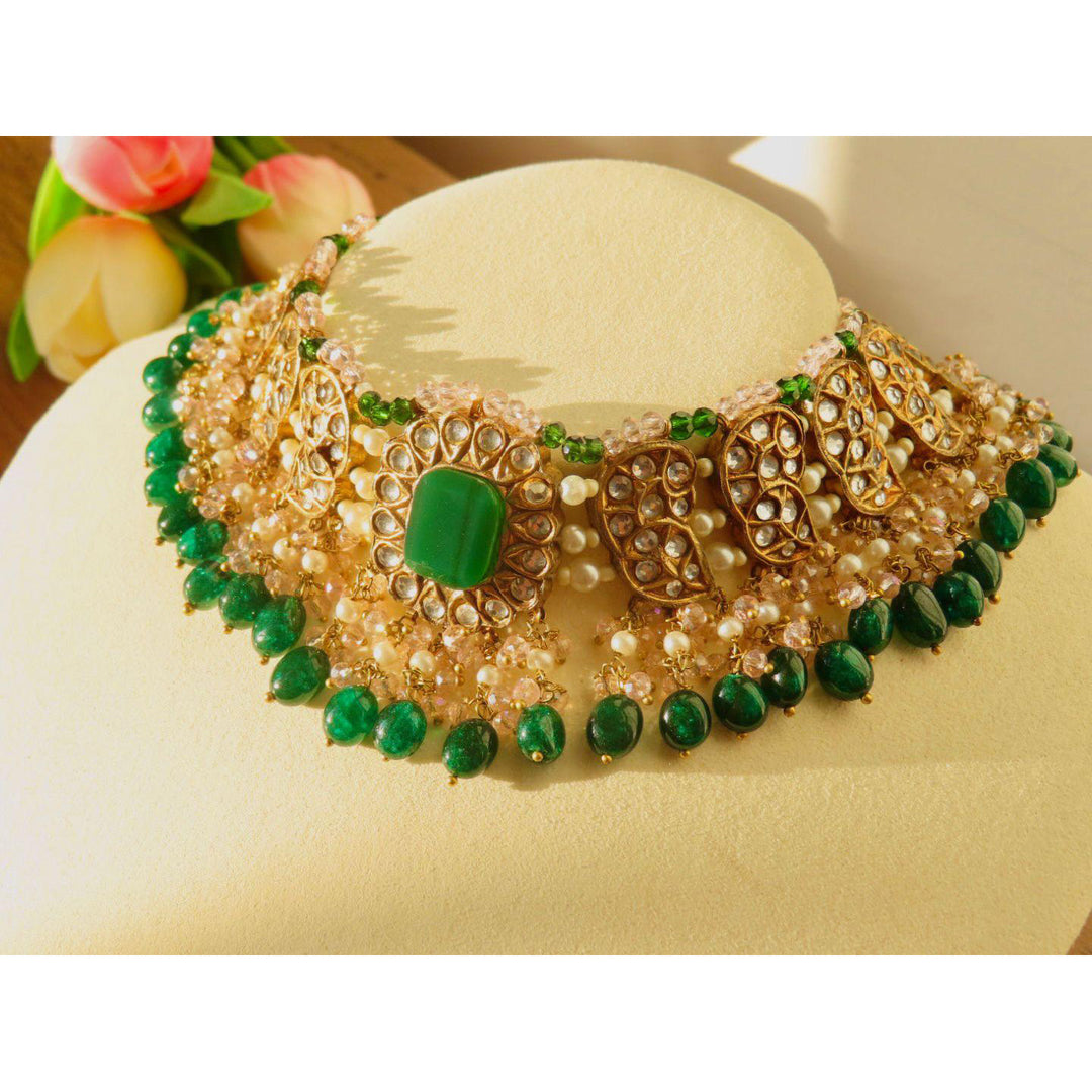 Zaryab Set - Emerald & Pink