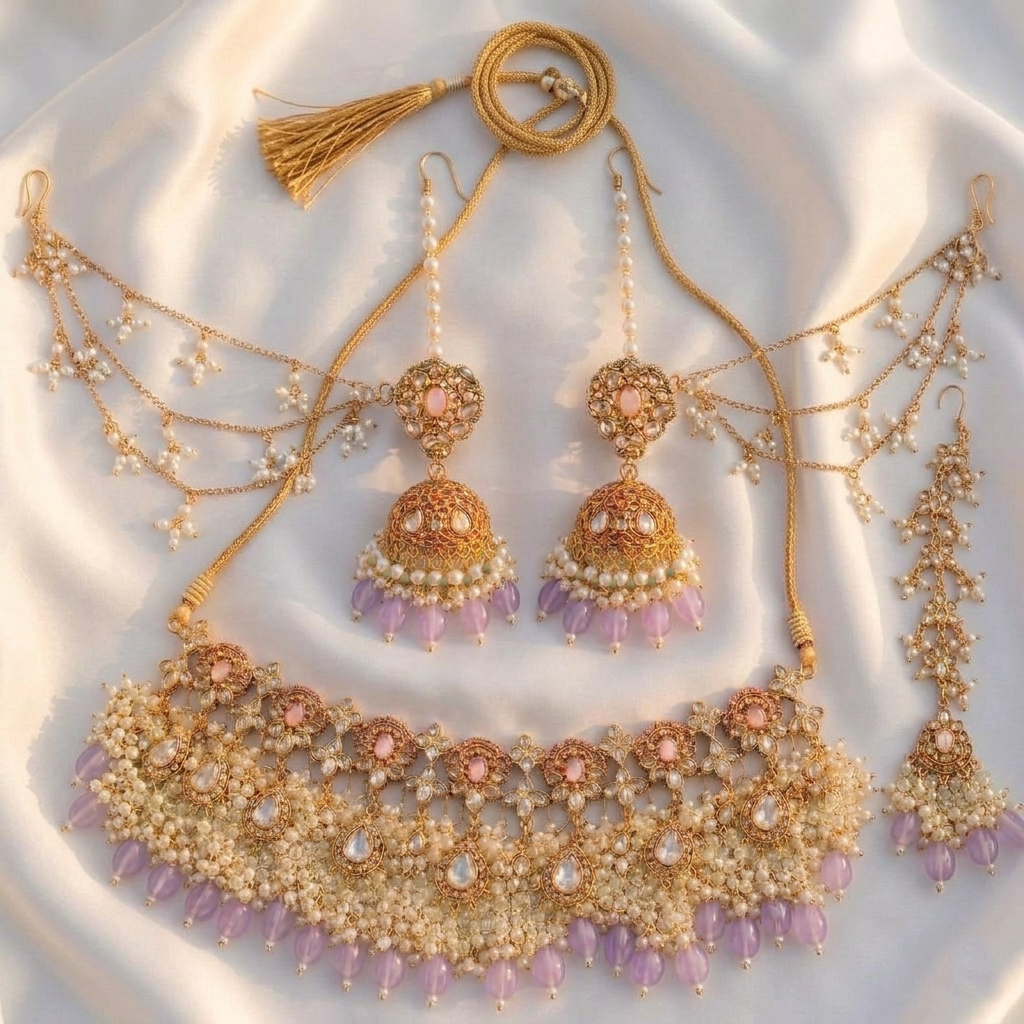 Mehtab Set - Lilac & Sky Blue