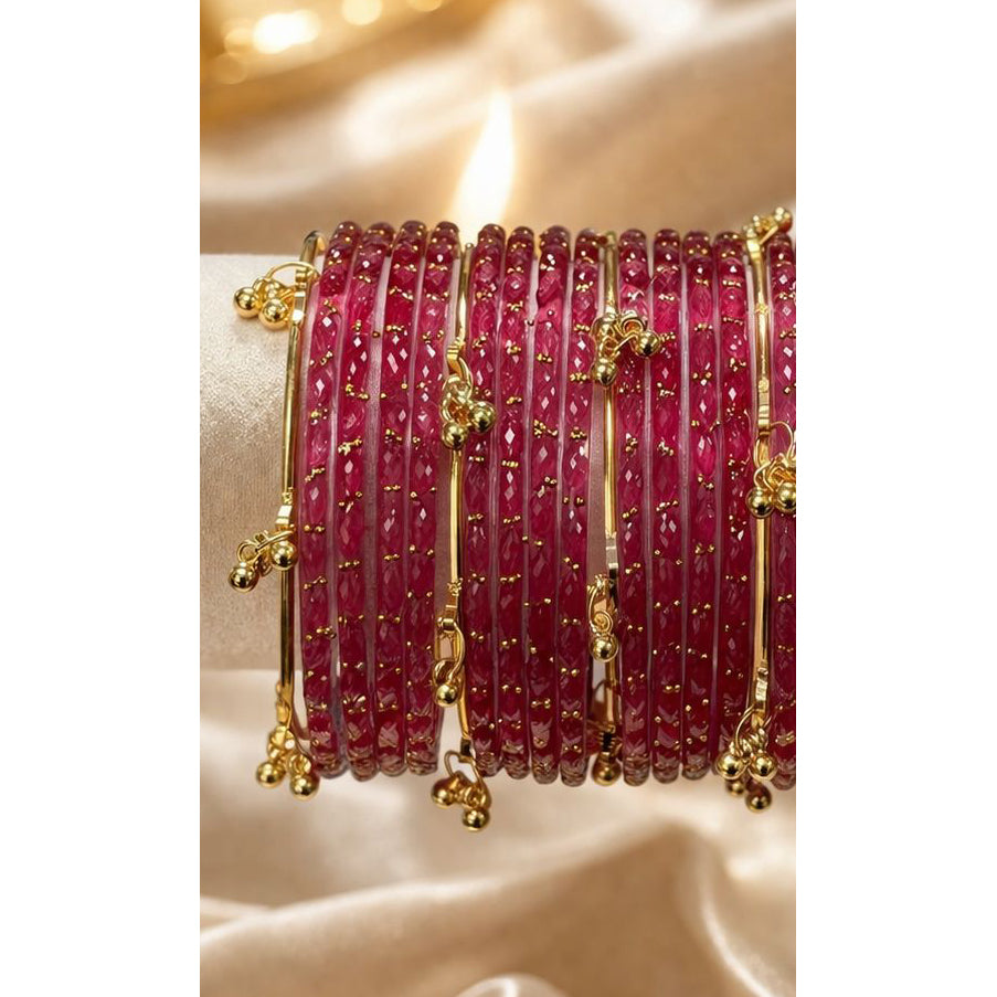 Myra Raindrop Bangles - Deep Pink - For One Hand