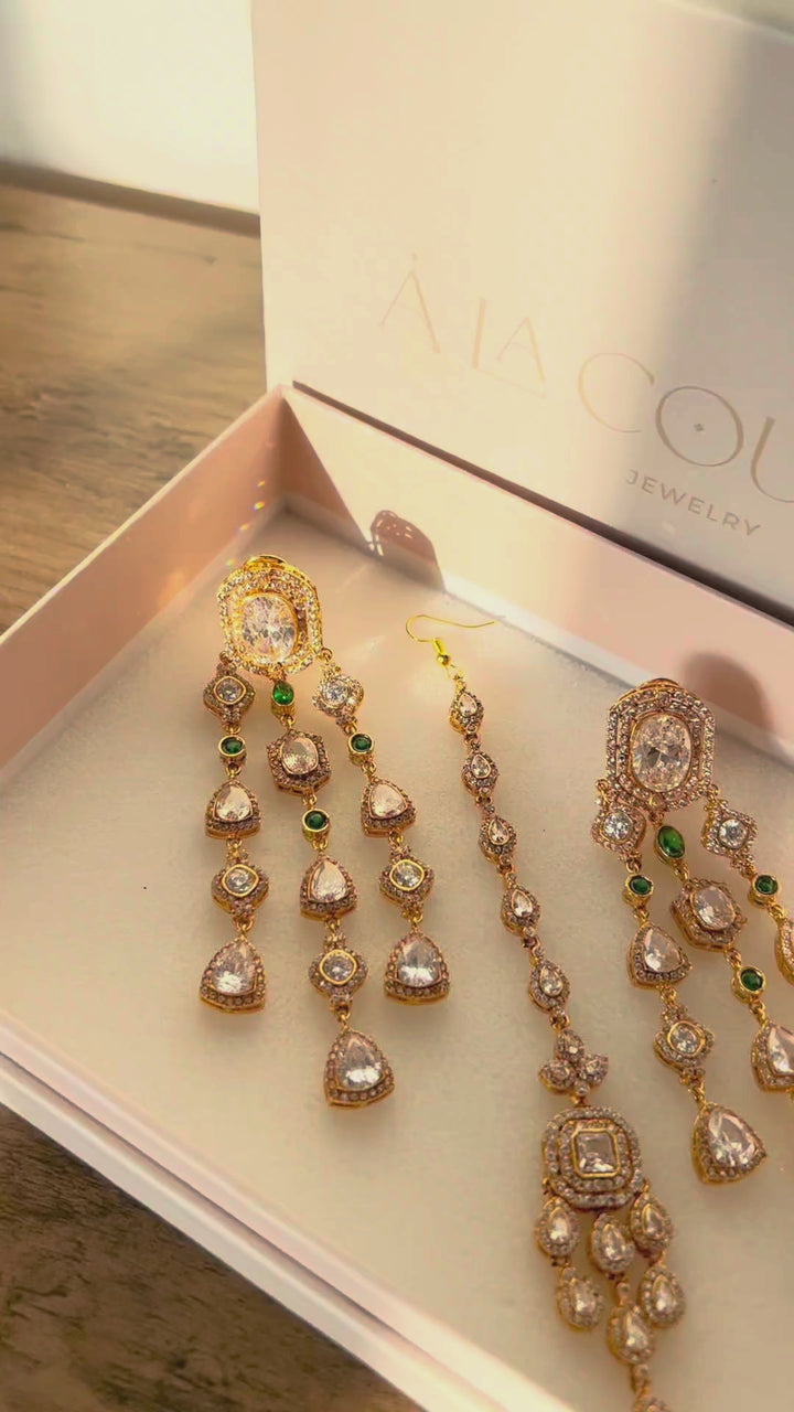 Fareeha Earrings & Teekah Set - Available in 2 Plating Options