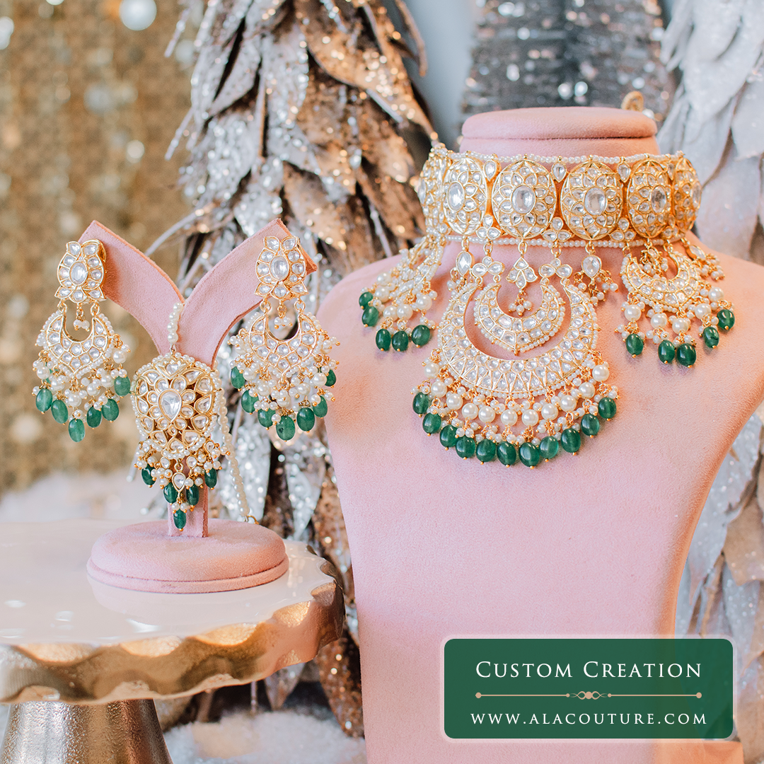 Custom Order - Urvashi Set with Emerald Beads