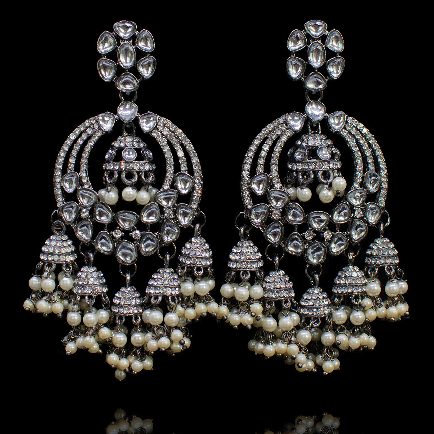 Saumya Earrings - Oxidized Silver