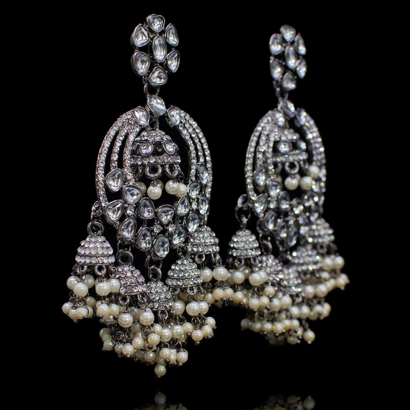 Saumya Earrings - Oxidized Silver