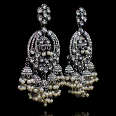 Saumya Earrings - Oxidized Silver