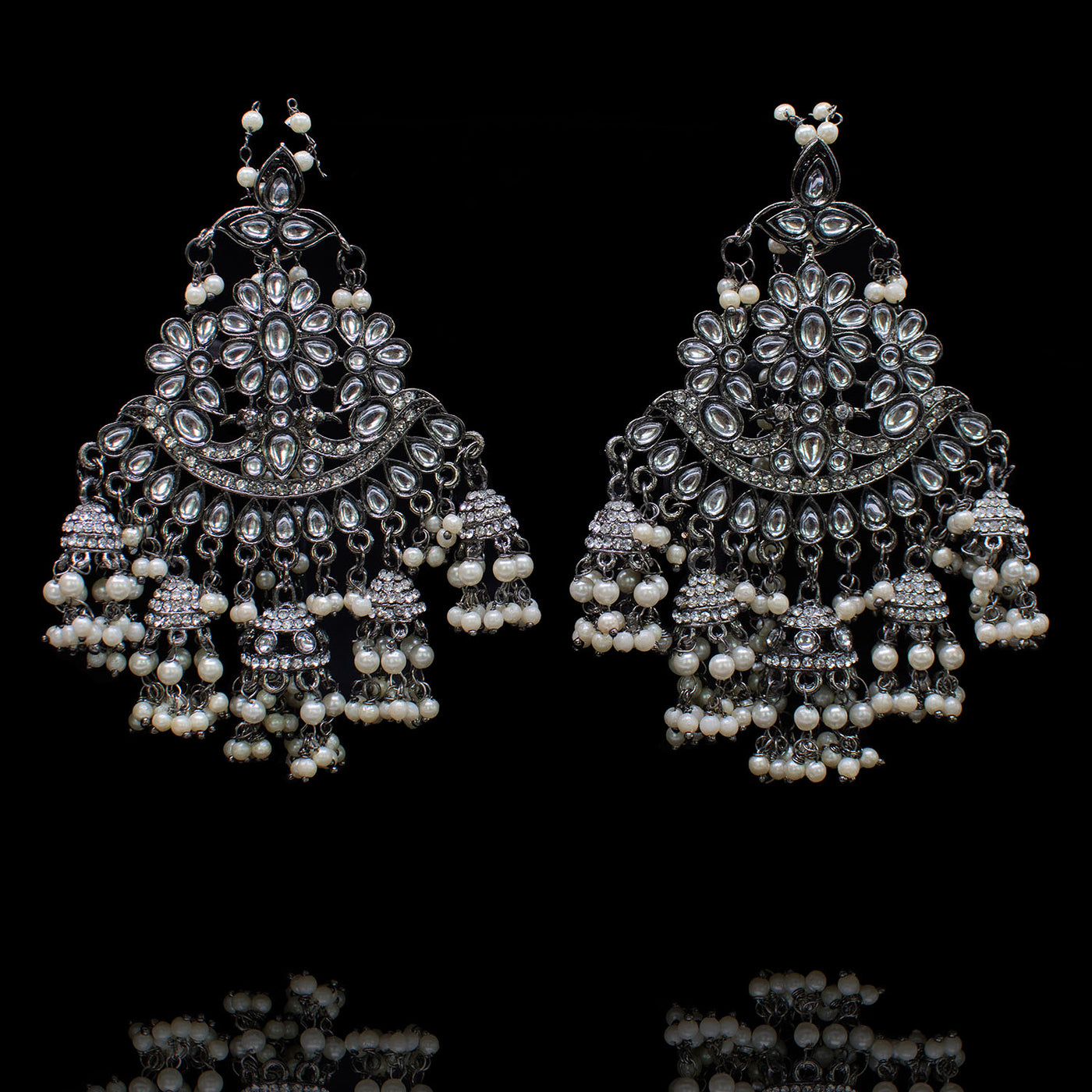 Liwa Earrings - Oxidized Silver