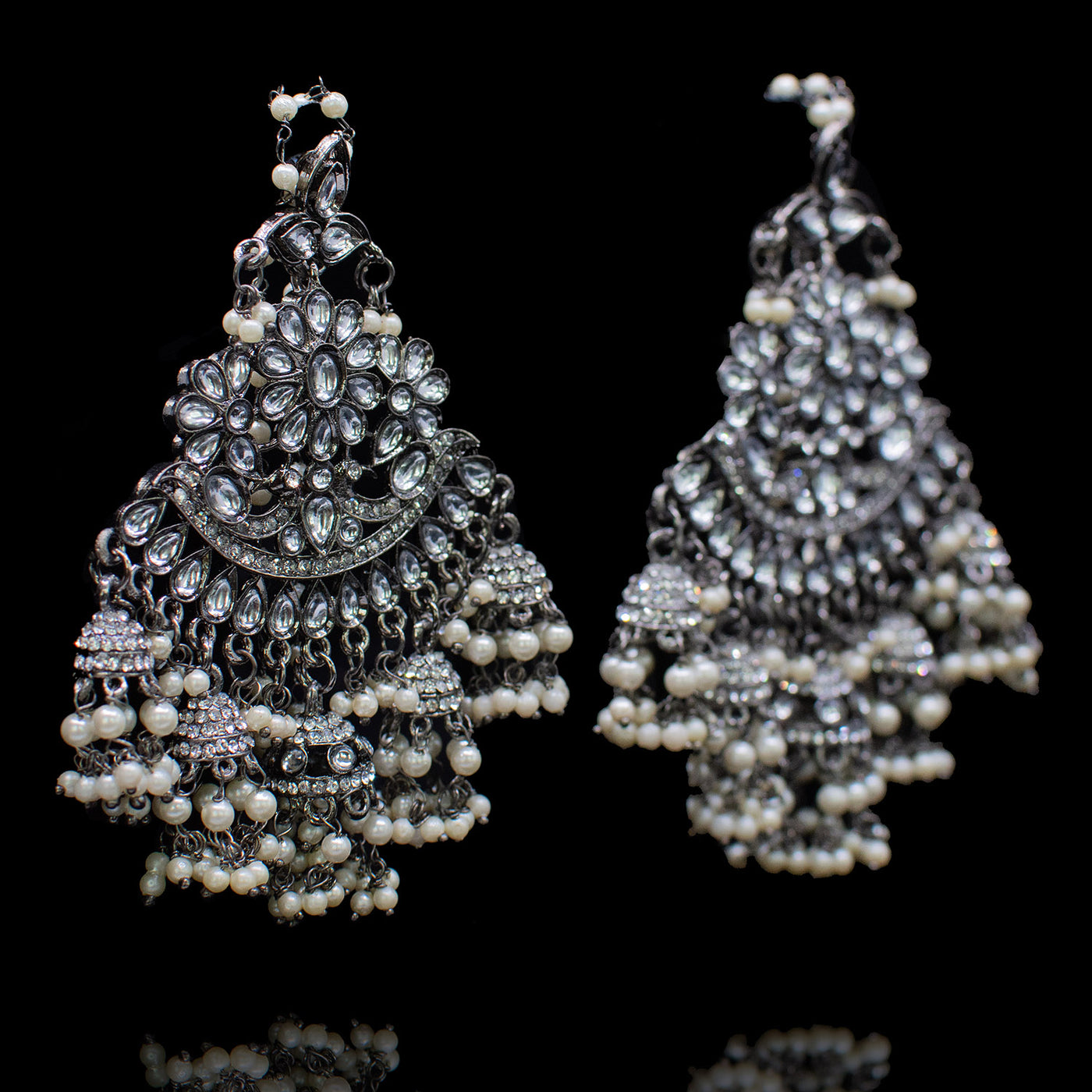 Liwa Earrings - Oxidized Silver