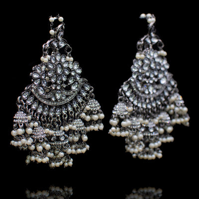 Liwa Earrings - Oxidized Silver
