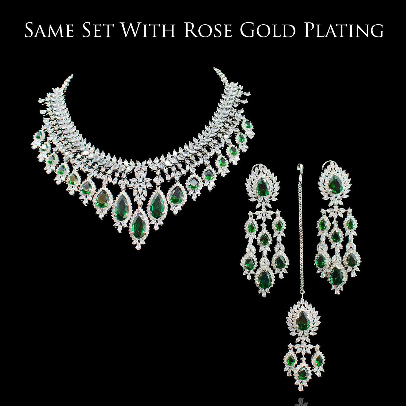 Irina Set Emerald - Rose Gold Plating