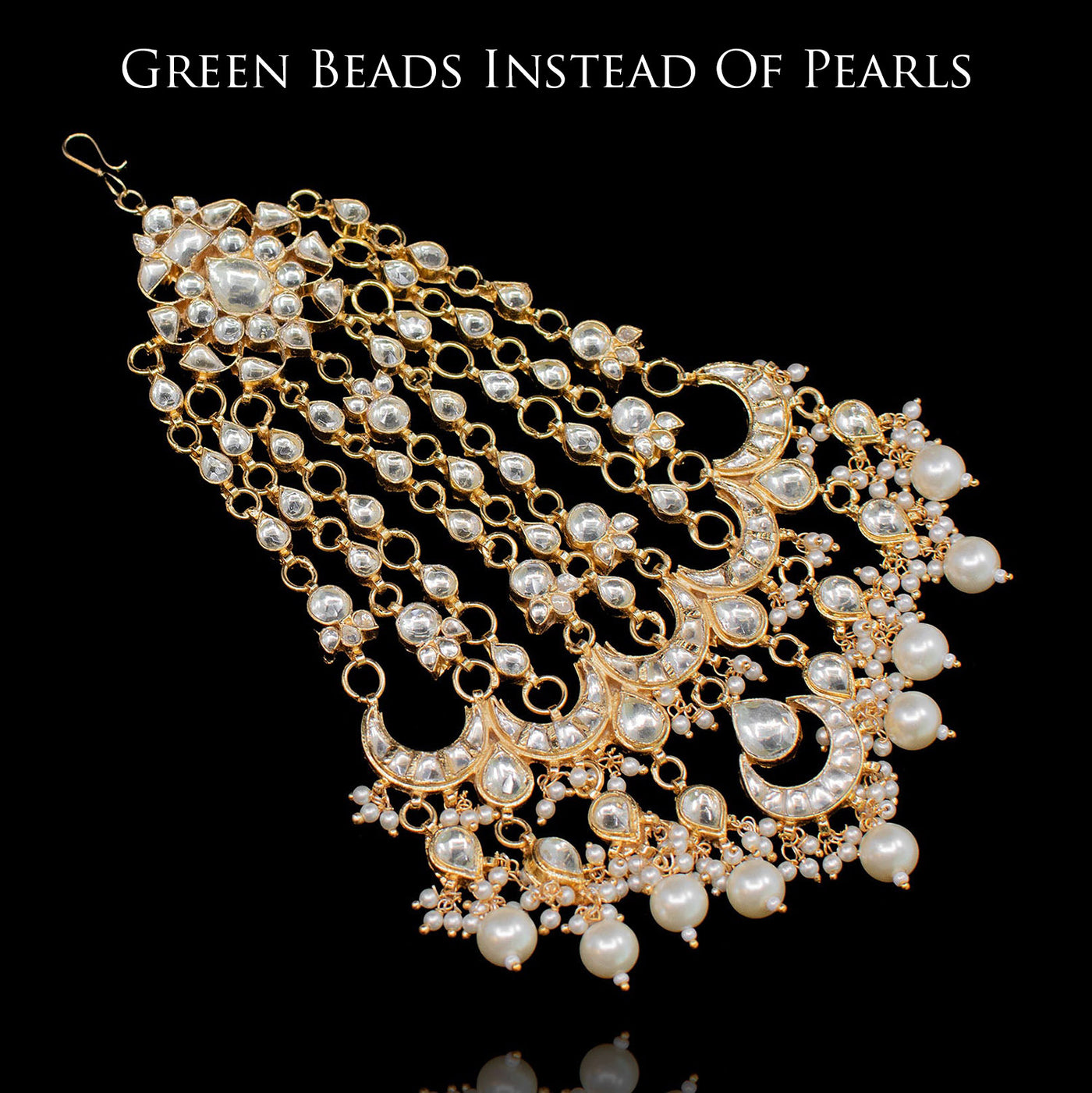 Custom order-Heer jhoomar with green beads